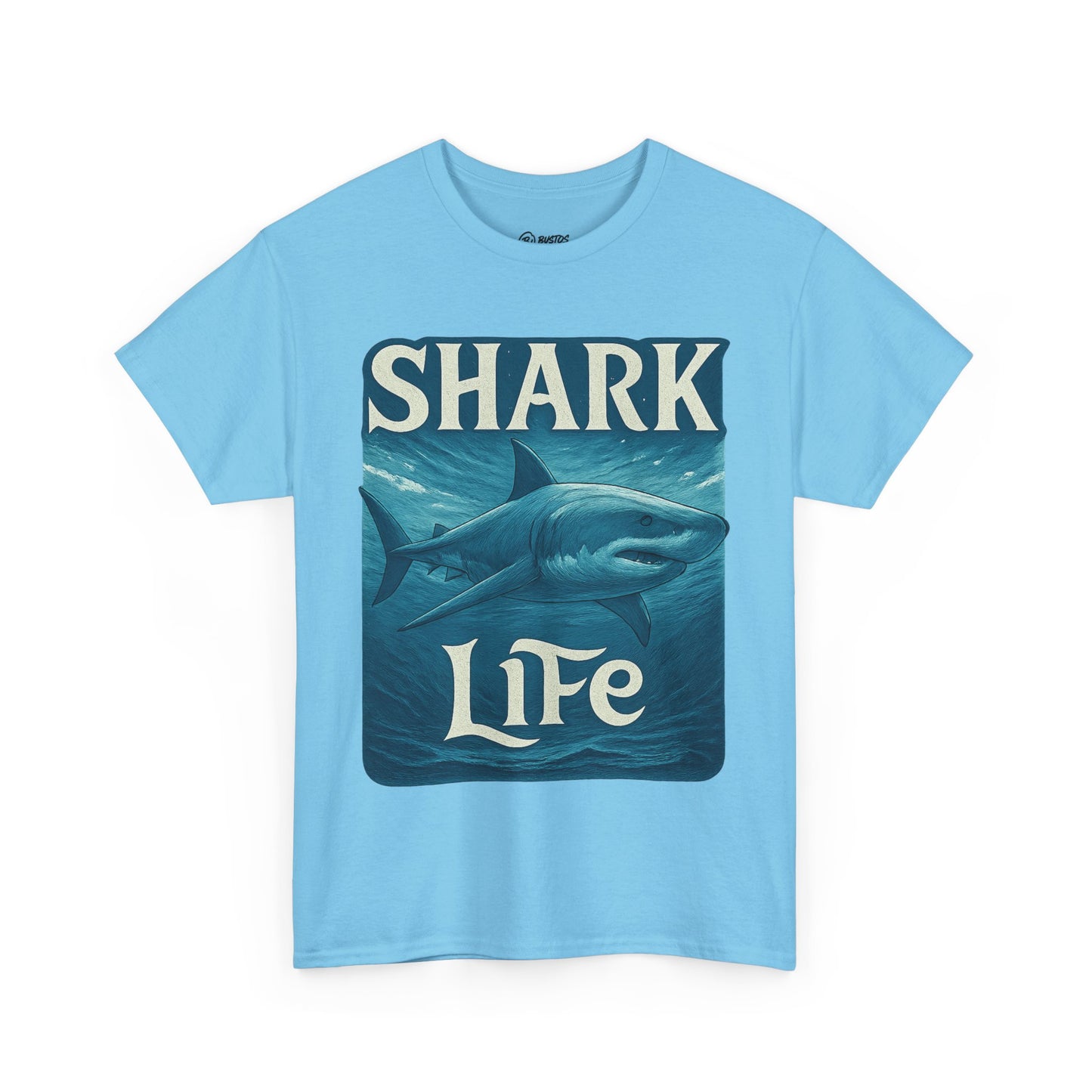 Shark Life Unisex Heavy Cotton Tee, Casual Summer Shirt, Beachwear, Ocean Lover Gift, Surfing Tee, Birthday Present