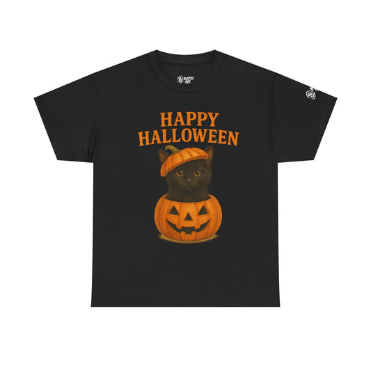 Halloween Cat Unisex Cotton Tee, Funny Halloween Shirt, Cute Cat T-Shirt, Spooky Season Wear, Gift for Cat Lovers