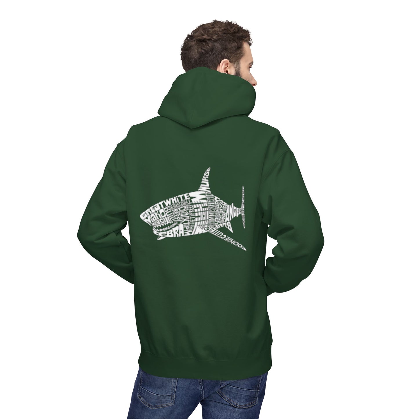 Shark Word Art Hoodie - Unisex Fleece Sweatshirt