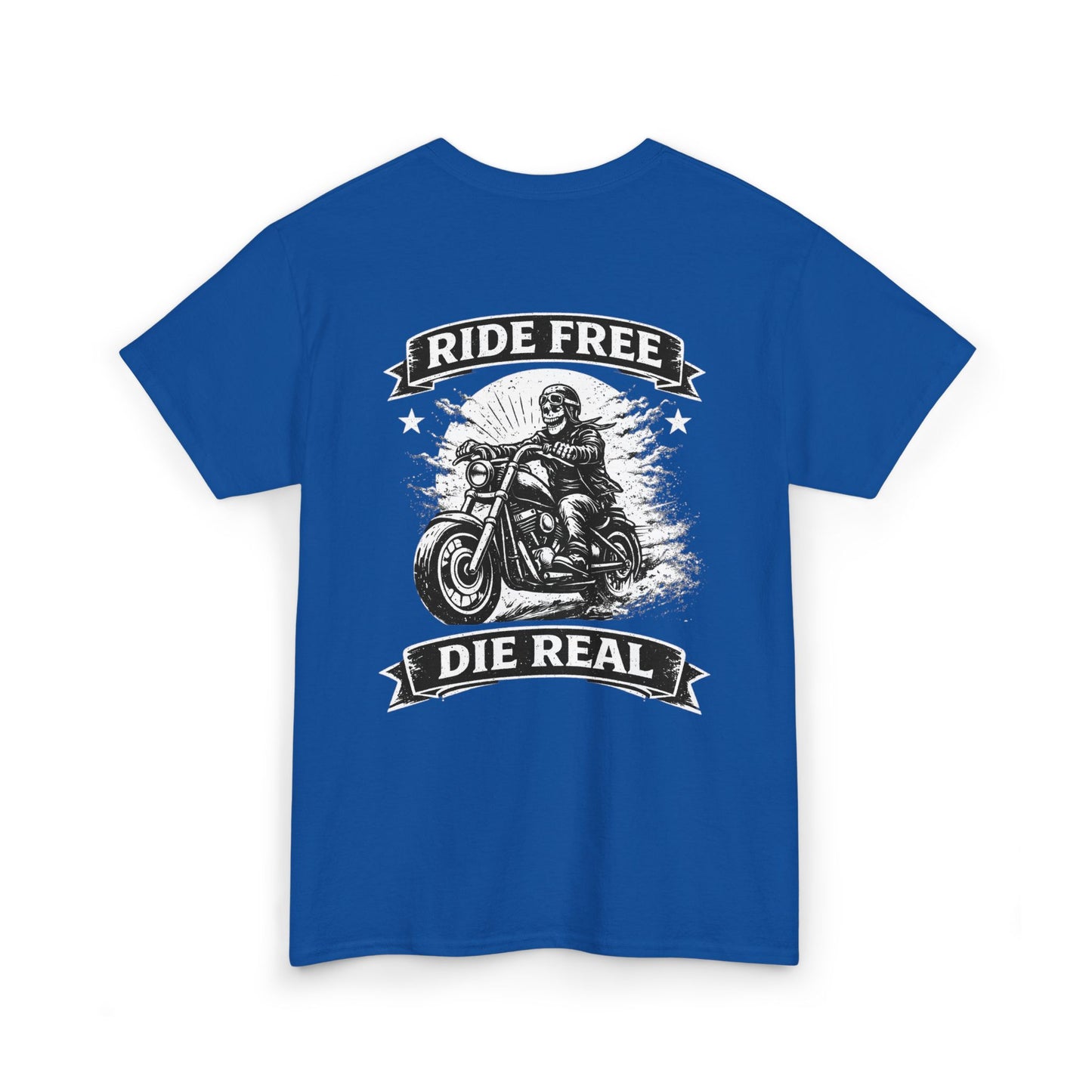Ride Free Die Real Motorcycle Tee — Biker Vintage Skull Graphic T-Shirt