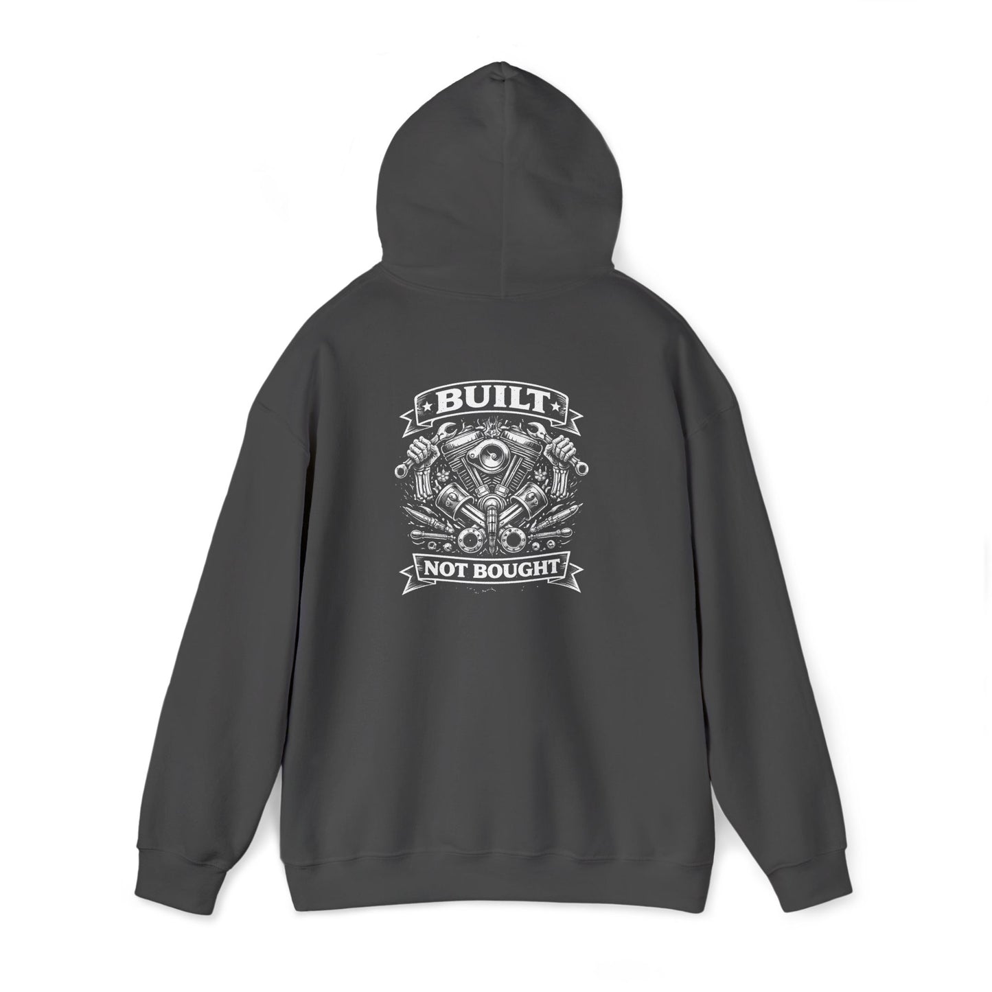 Built Not Bought Hoodie — Motorcycle Engine V-Twin Mechanics Pullover