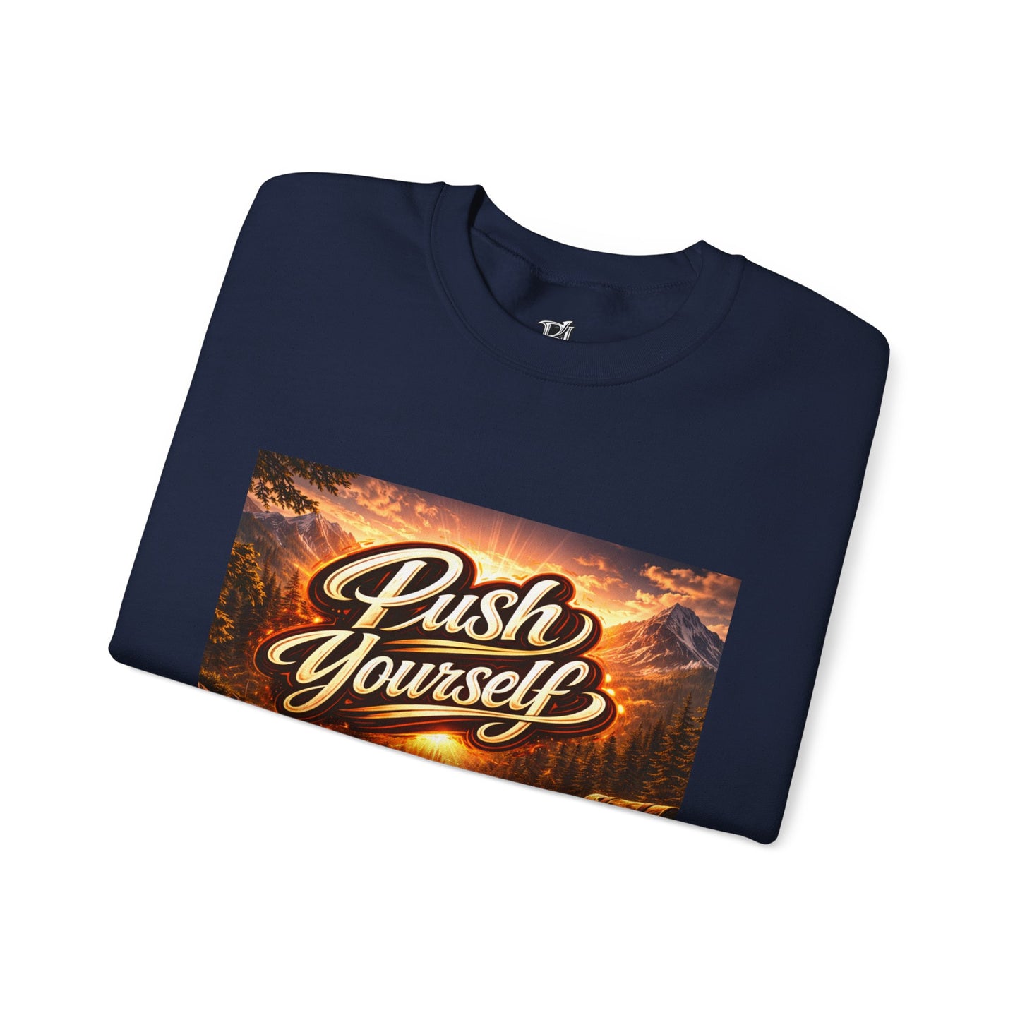 Crewneck Sweatshirt - "Push Yourself" Motivational Scenic Graphic