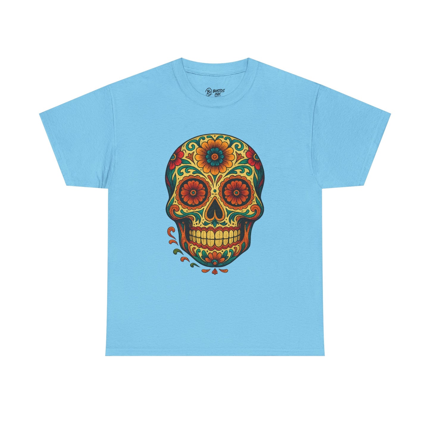 Day of the Dead Skull Tee, Unisex Cotton Shirt, Festival Fashion, Halloween Apparel, Vintage Style Tee, Bohemian Gift