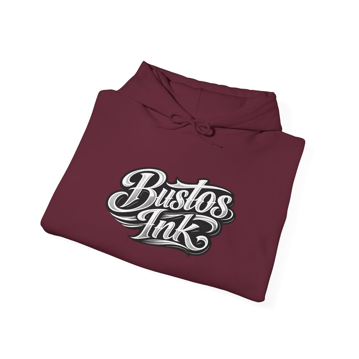 Bustos Ink Script Logo Hoodie — Graphic Streetwear Pullover