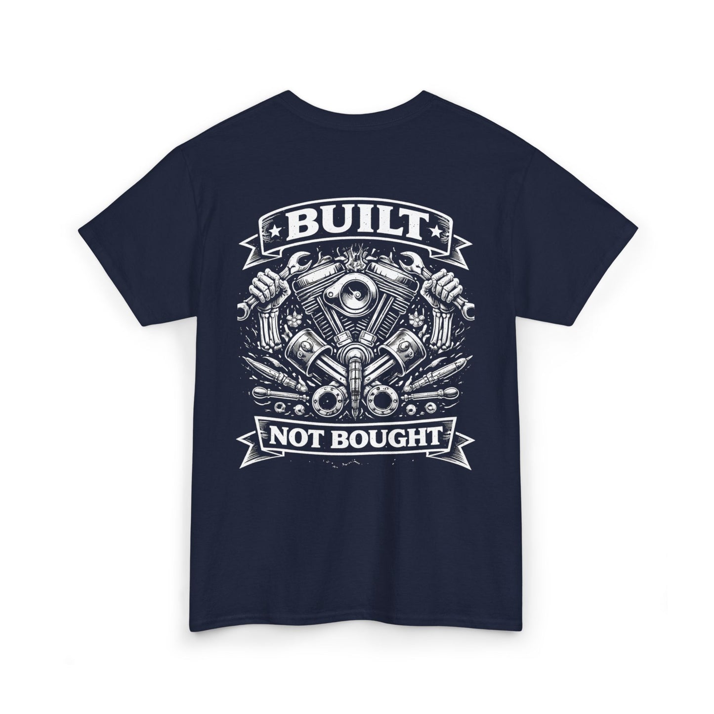 Built Not Bought Tee — Motorcycle Engine Mechanics Shirt