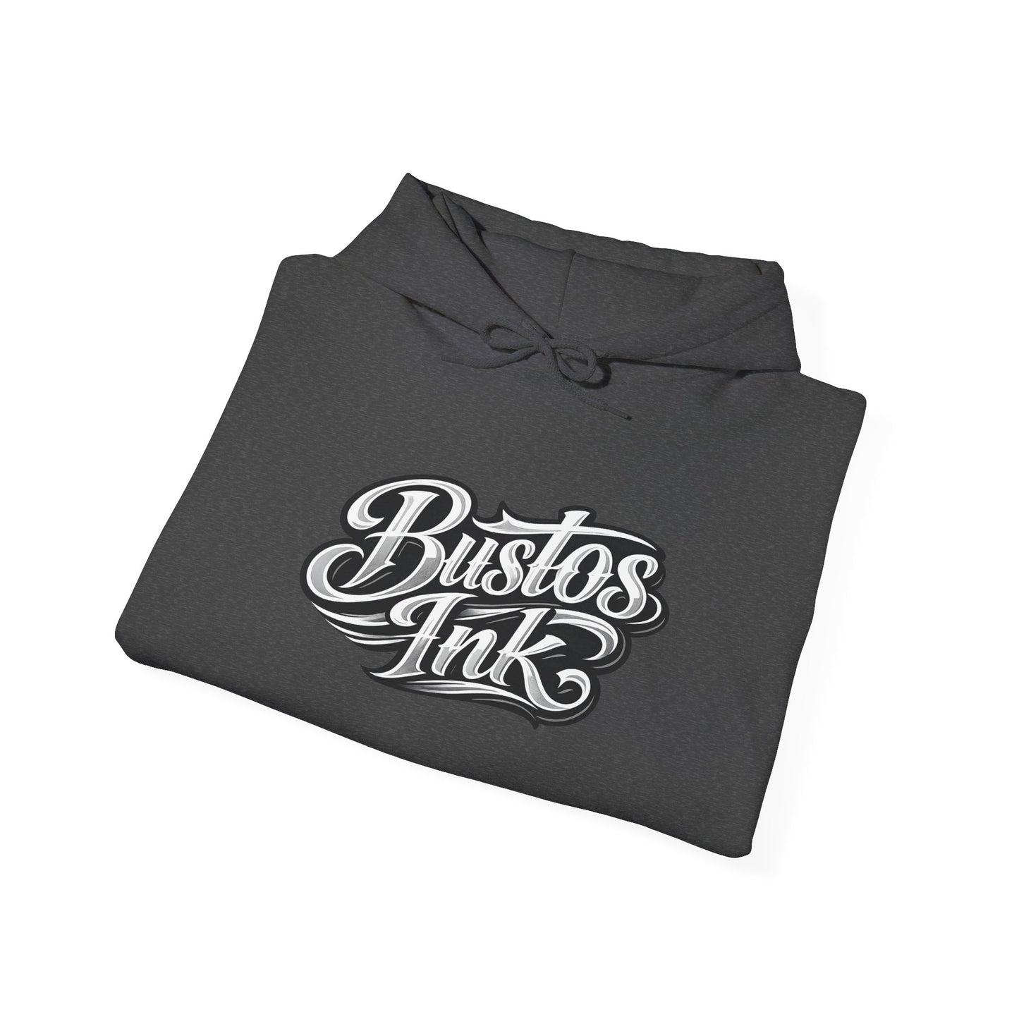 Bustos Ink Script Logo Hoodie — Graphic Streetwear Pullover