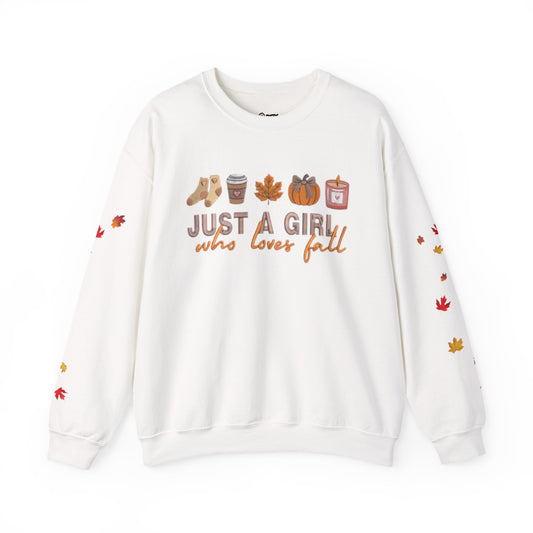 Cozy Fall Sweatshirt, Just a Girl Who Loves Fall, Comfy Crewneck Sweatshirt