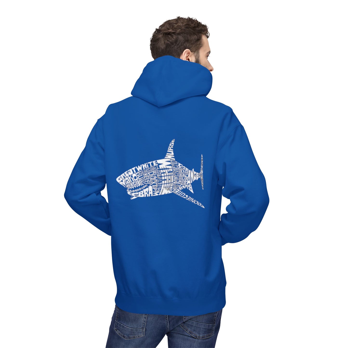 Shark Word Art Hoodie - Unisex Fleece Sweatshirt