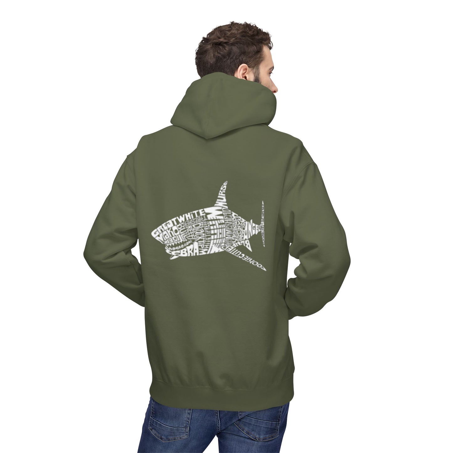 Shark Word Art Hoodie - Unisex Fleece Sweatshirt