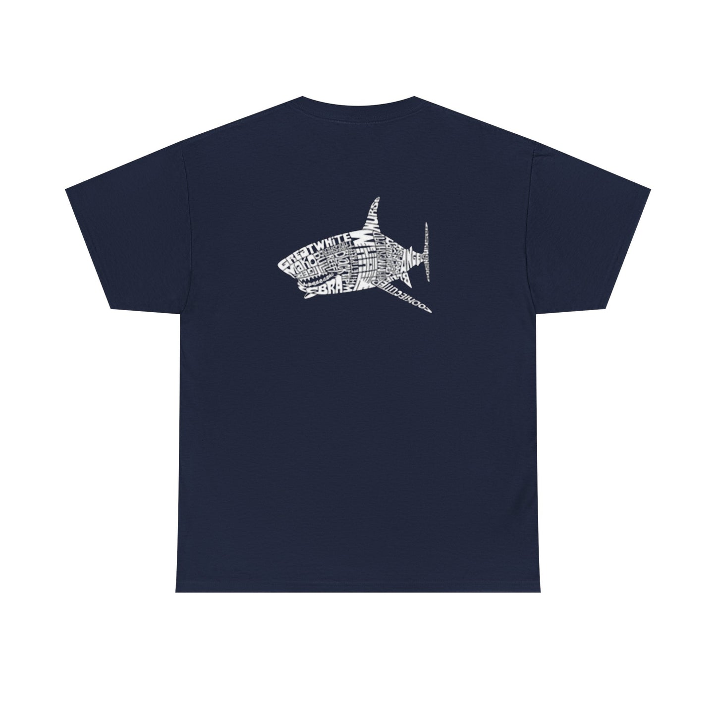 Shark Word Art Graphic Tee, Unisex Short Sleeve Cotton T-Shirt