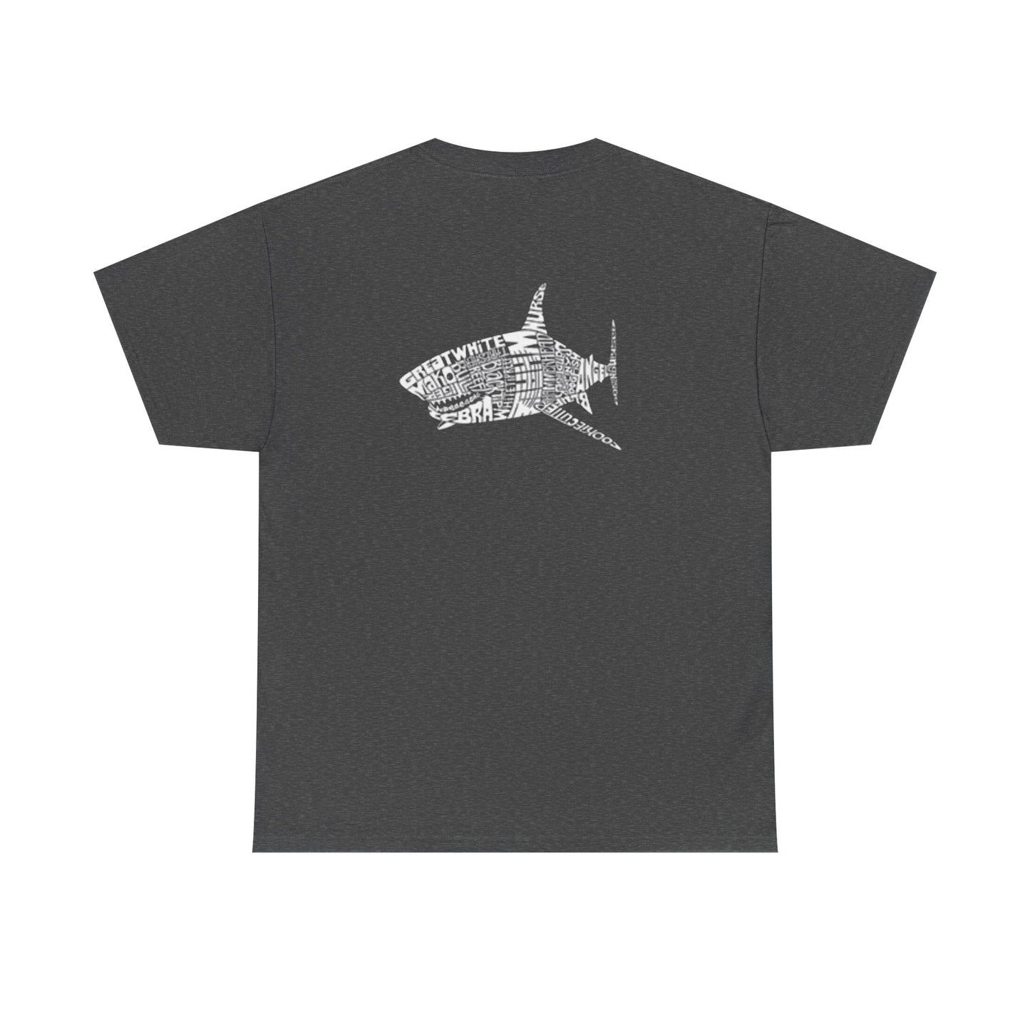 Shark Word Art Graphic Tee, Unisex Short Sleeve Cotton T-Shirt