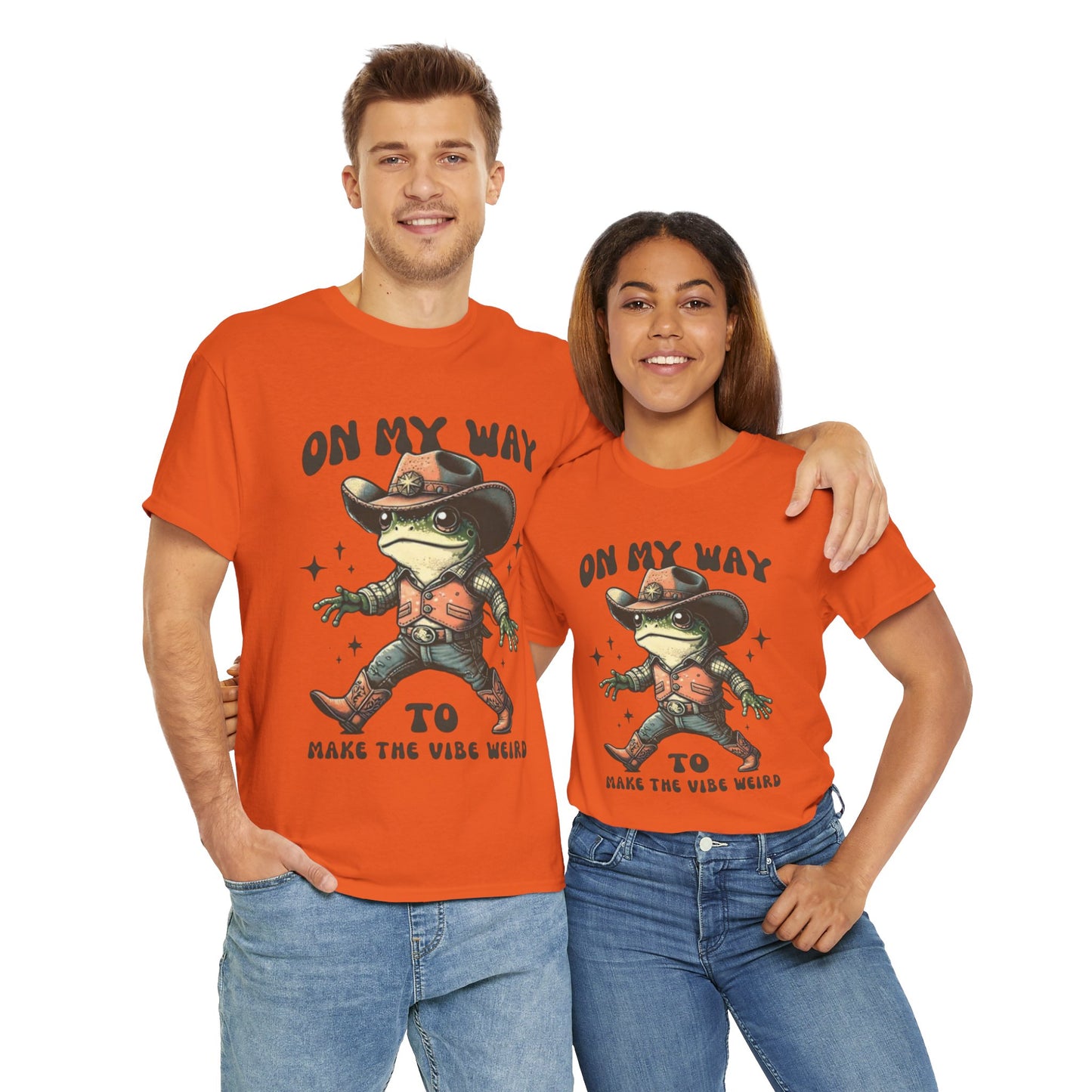 Playful Vibe Frog Tee | Unisex Heavy Cotton T-Shirt, Quirky Graphic Tee, Unique Gift, Casual Wear, Fun Humor Shirt