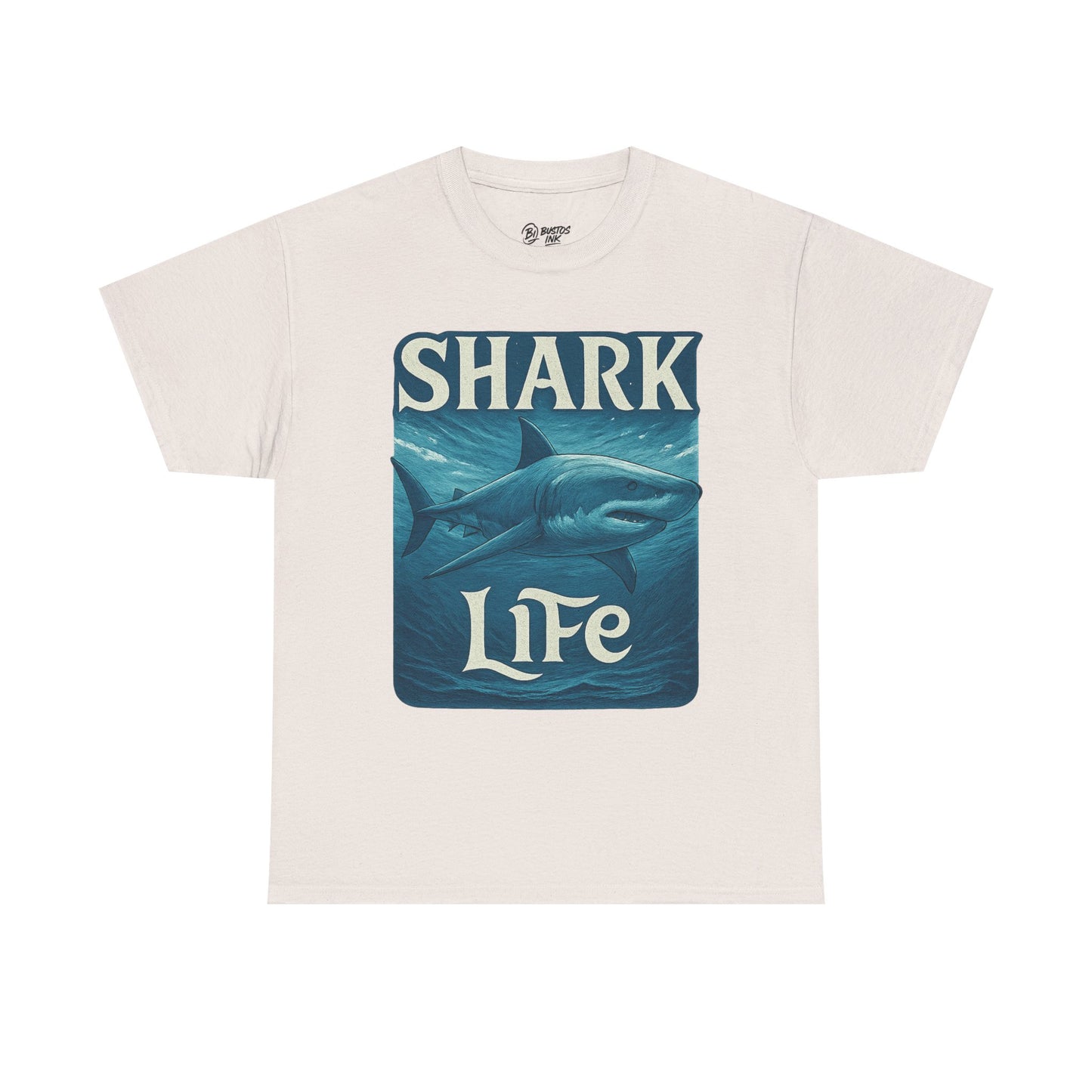 Shark Life Unisex Heavy Cotton Tee, Casual Summer Shirt, Beachwear, Ocean Lover Gift, Surfing Tee, Birthday Present