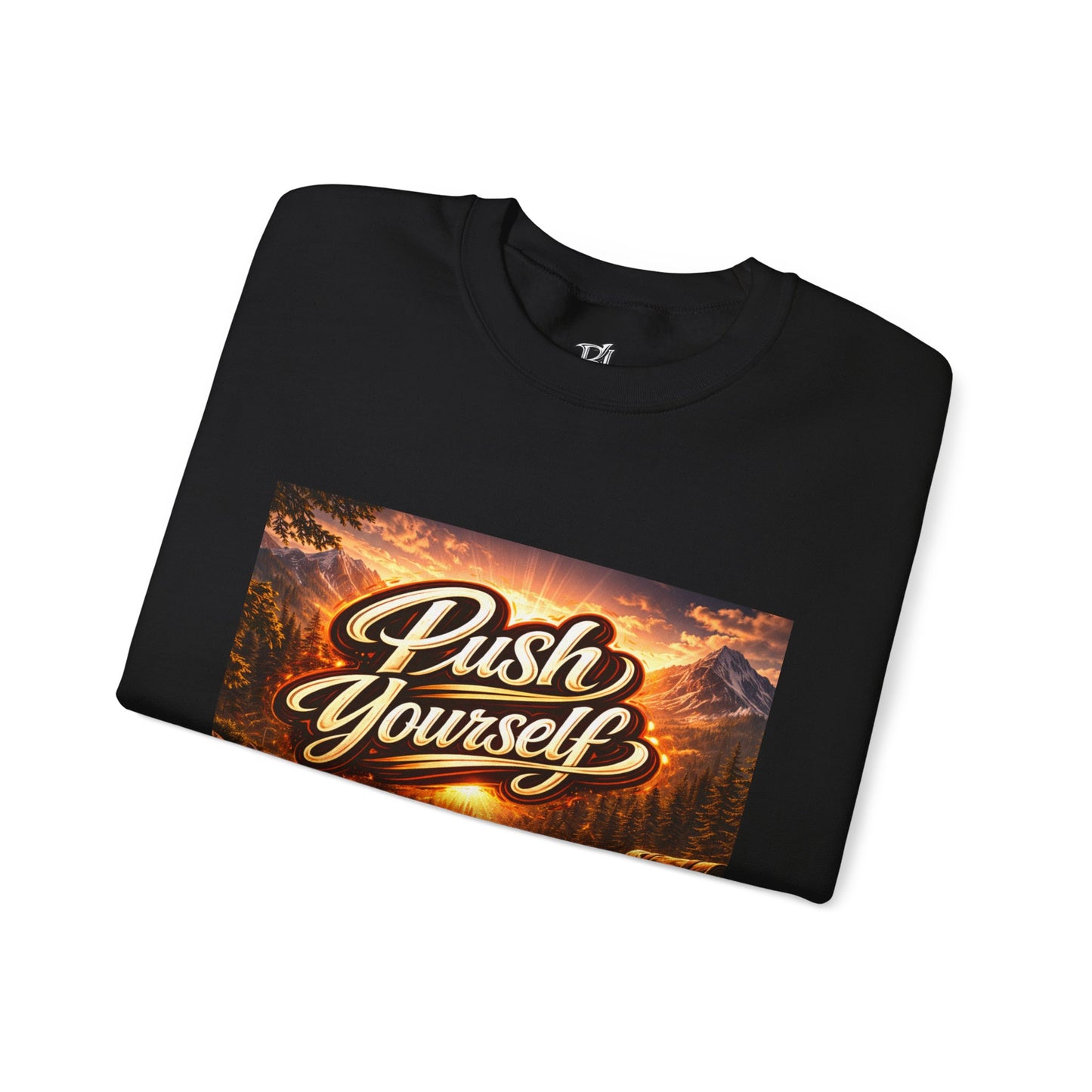 Crewneck Sweatshirt - "Push Yourself" Motivational Scenic Graphic