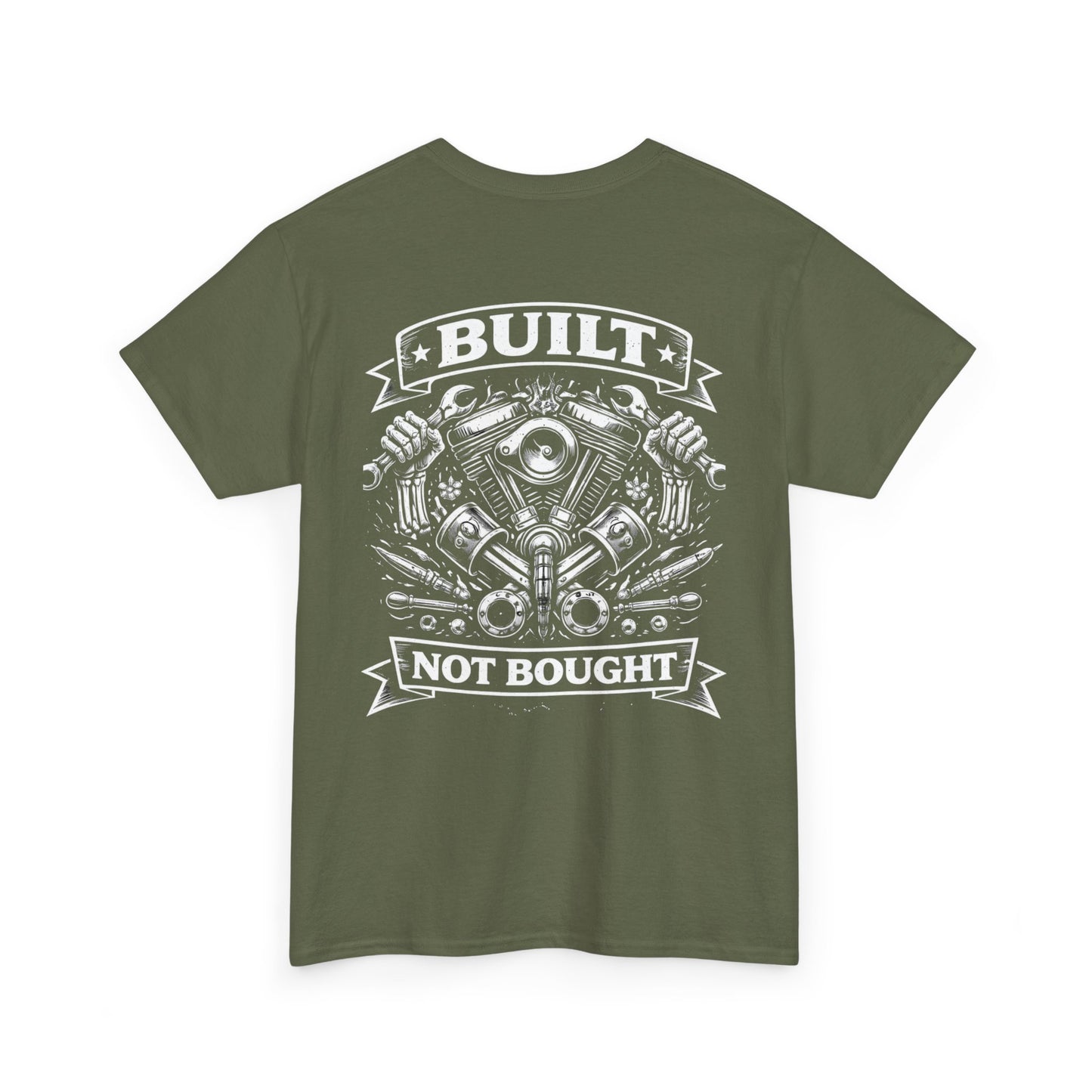Built Not Bought Tee — Motorcycle Engine Mechanics Shirt