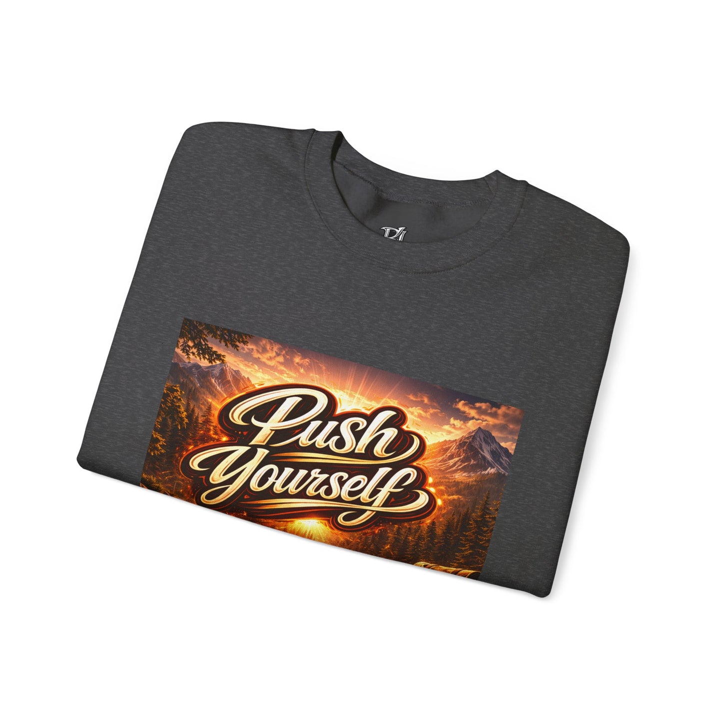 Crewneck Sweatshirt - "Push Yourself" Motivational Scenic Graphic