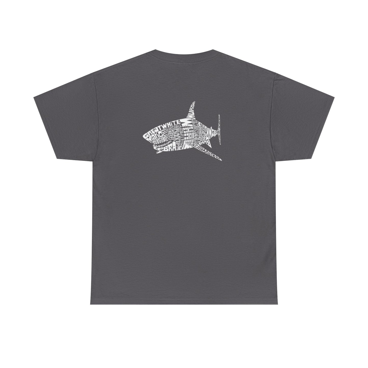 Shark Word Art Graphic Tee, Unisex Short Sleeve Cotton T-Shirt