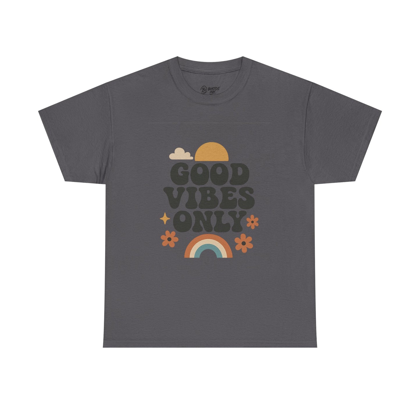 Good Vibes Only Unisex Heavy Cotton Tee, Positive Message Shirt, Casual Everyday Tee, Gift for Friends, Summer Wear