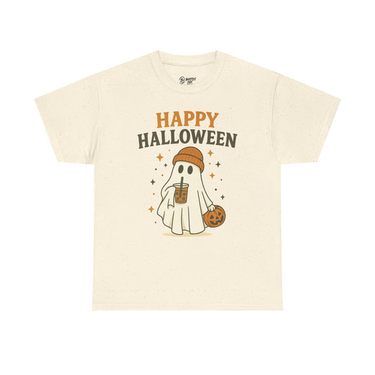 Happy Halloween Unisex Heavy Cotton Tee - Spooky Ghost Shirt, Fall Fashion, Halloween Party Wear, Trick or Treat Tee, Seasonal Gift