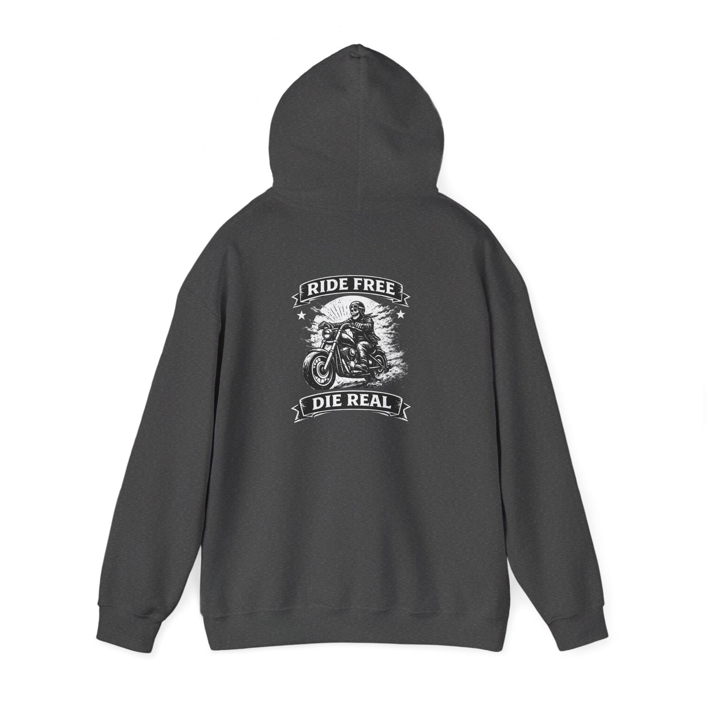 Motorcycle Rider Hoodie — "Ride Free, Die Real" Vintage Biker Graphic