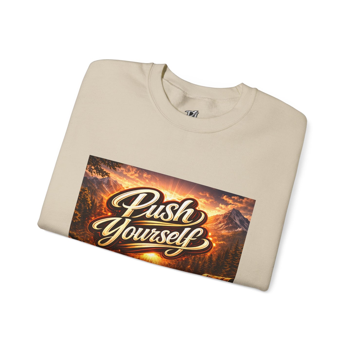 Crewneck Sweatshirt - "Push Yourself" Motivational Scenic Graphic