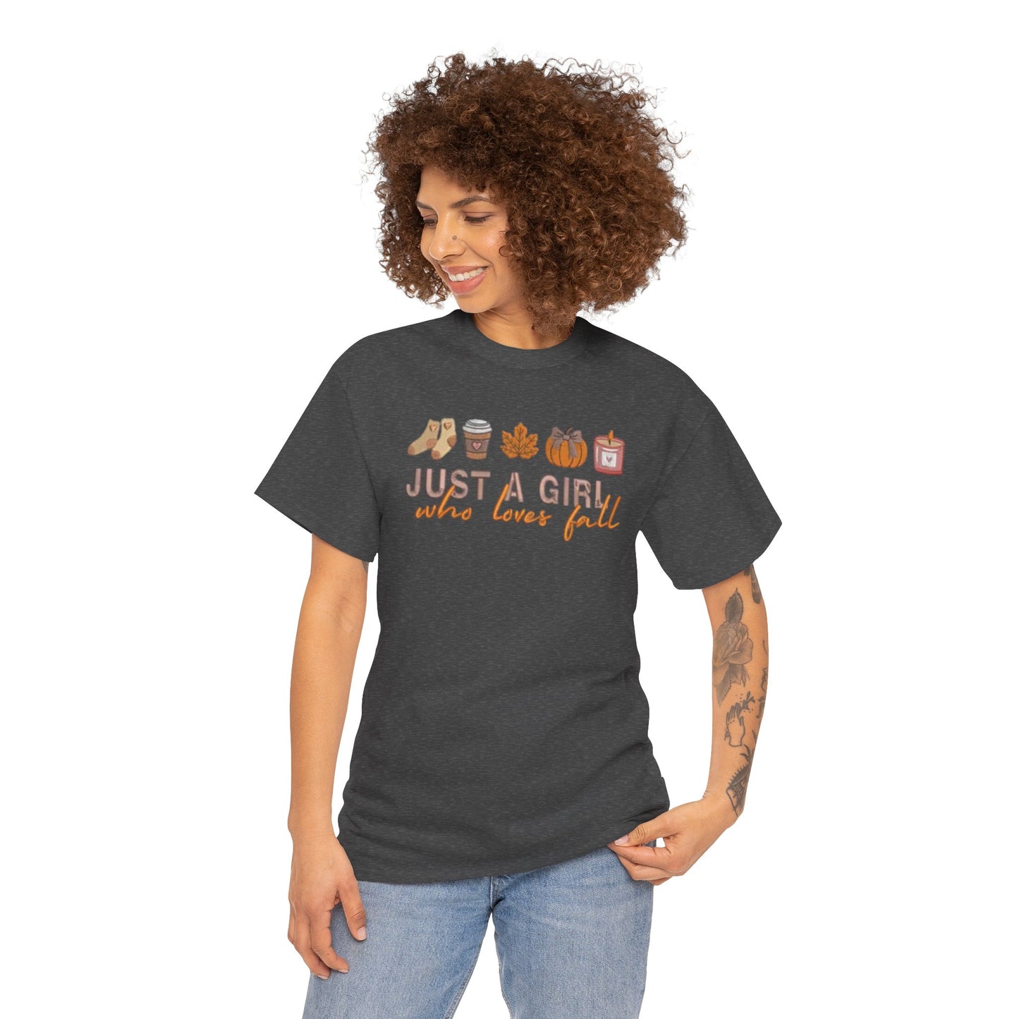 Just a Girl Who Loves Fall- Unisex Heavy Cotton Short Sleeve Tee