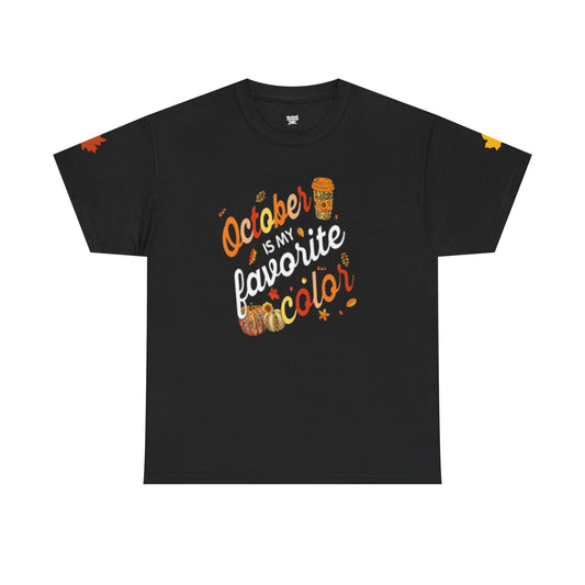 October is my favorite color- Unisex Short Sleeve Heavy Cotton Tee