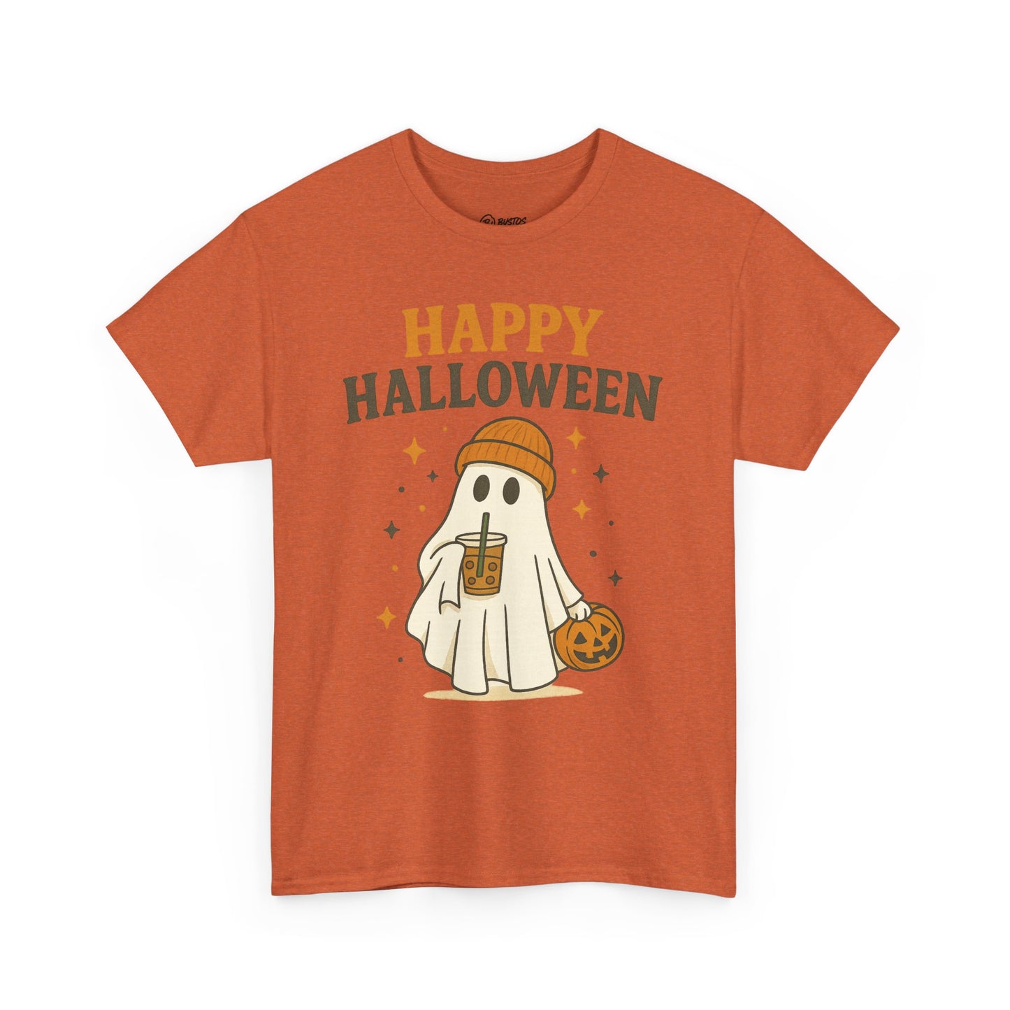 Happy Halloween Unisex Heavy Cotton Tee - Spooky Ghost Shirt, Fall Fashion, Halloween Party Wear, Trick or Treat Tee, Seasonal Gift