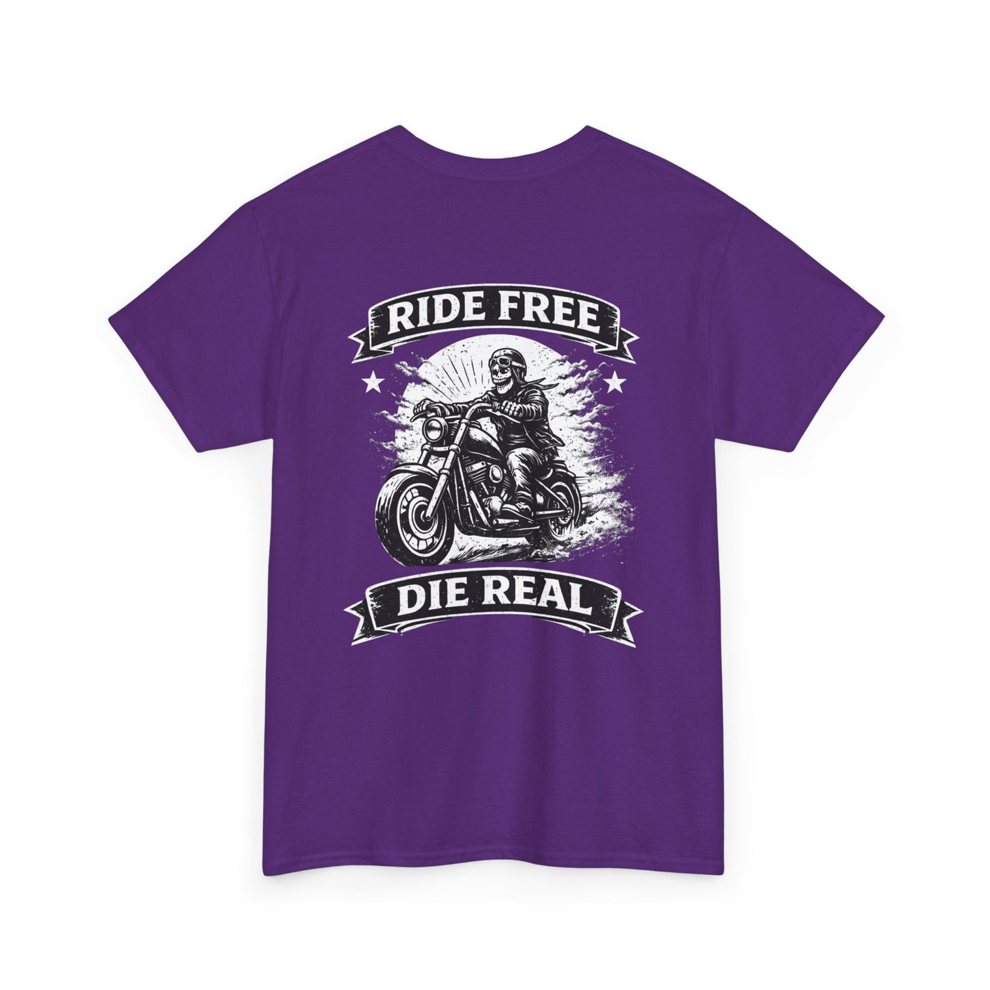 Ride Free Die Real Motorcycle Tee — Biker Vintage Skull Graphic T-Shirt