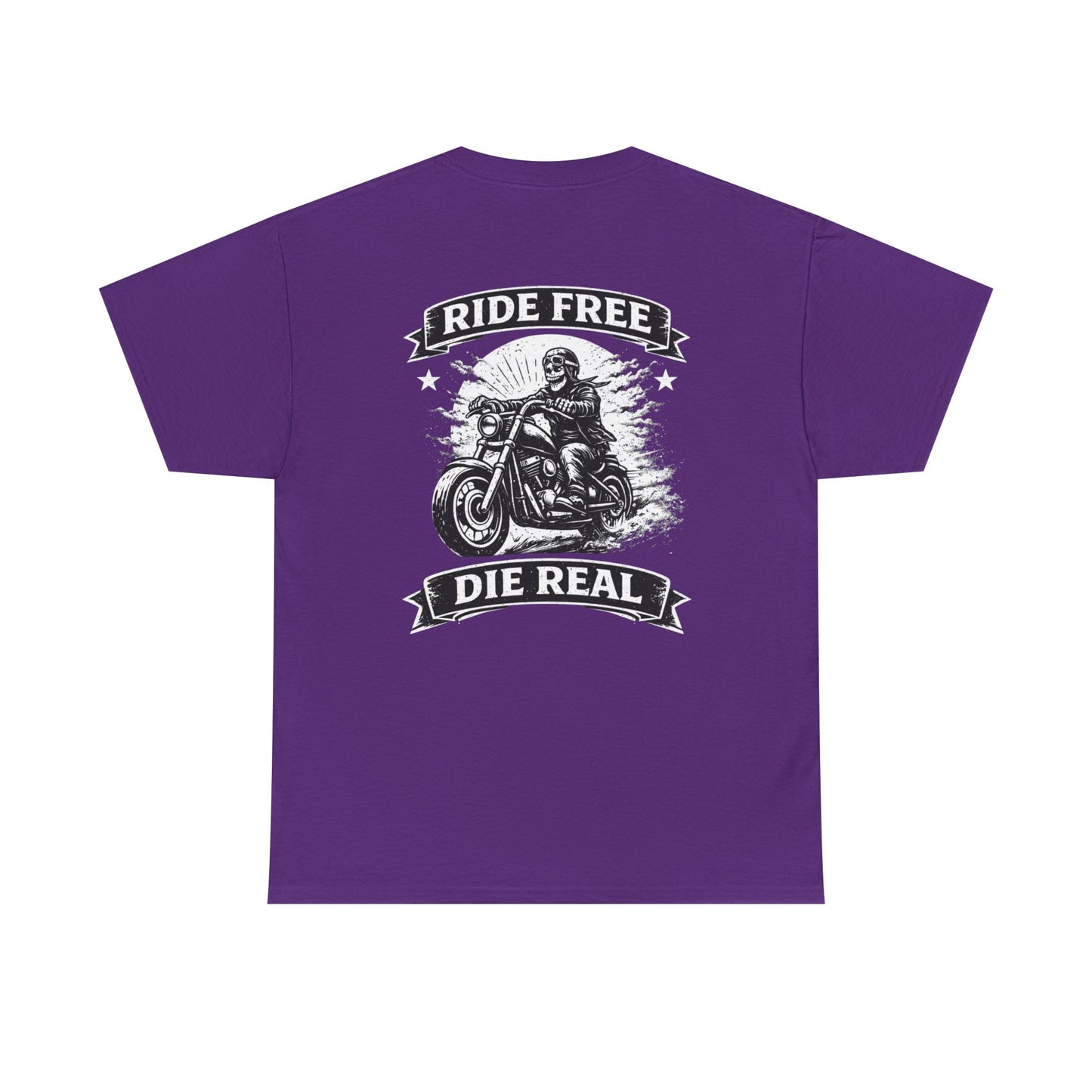 Ride Free Die Real Motorcycle Tee — Biker Vintage Skull Graphic T-Shirt