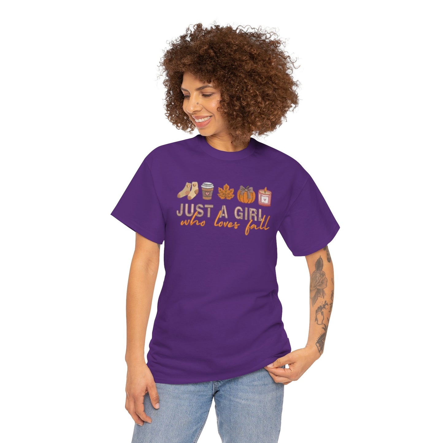 Just a Girl Who Loves Fall- Unisex Heavy Cotton Short Sleeve Tee