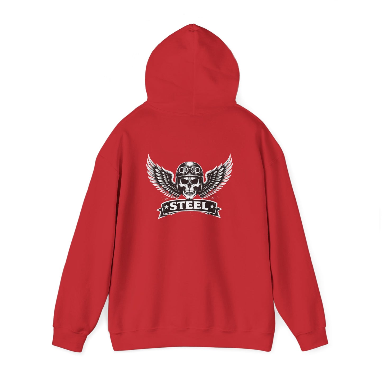 Skull & Wings Steel Hoodie — Retro Biker Pullover