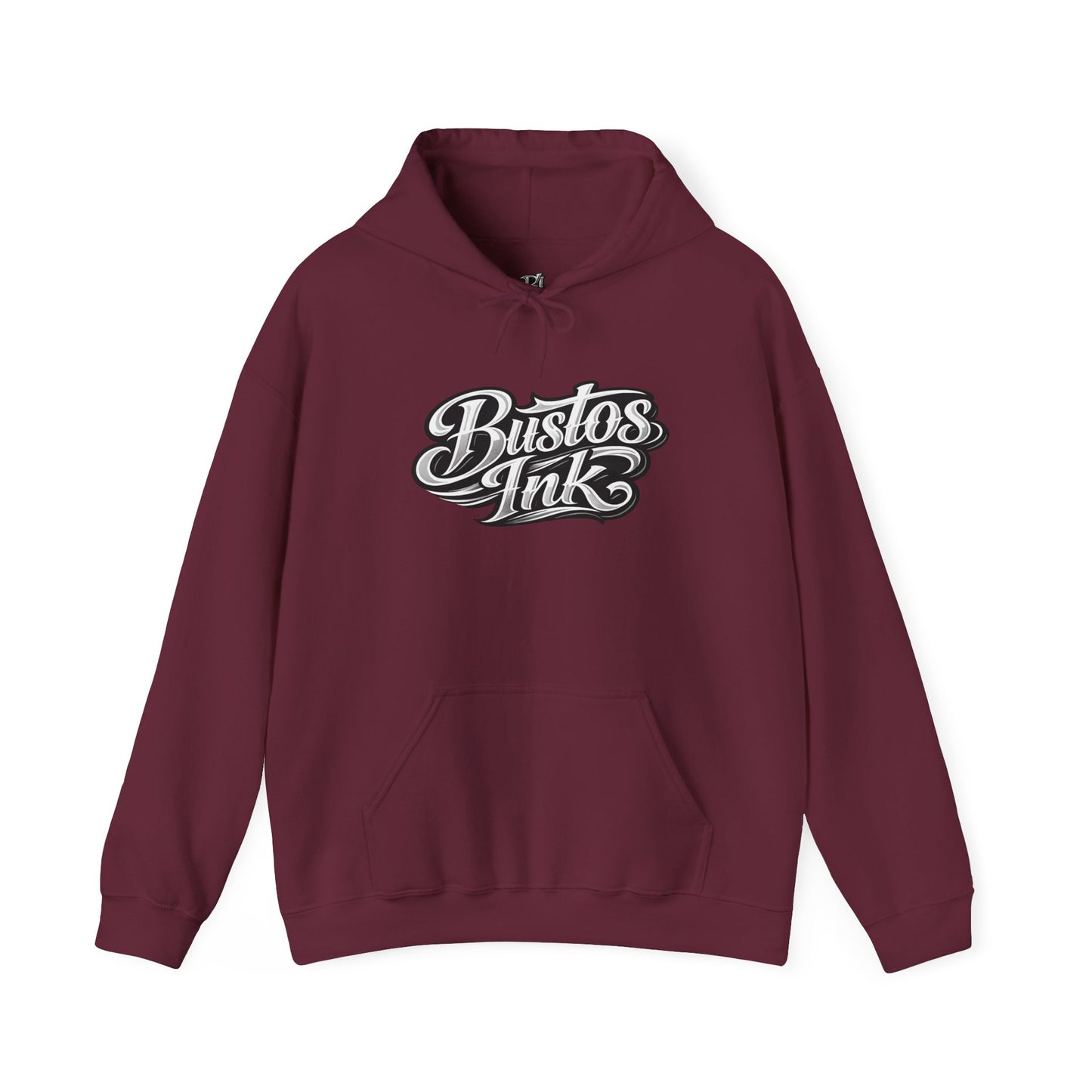 Bustos Ink Script Logo Hoodie — Graphic Streetwear Pullover