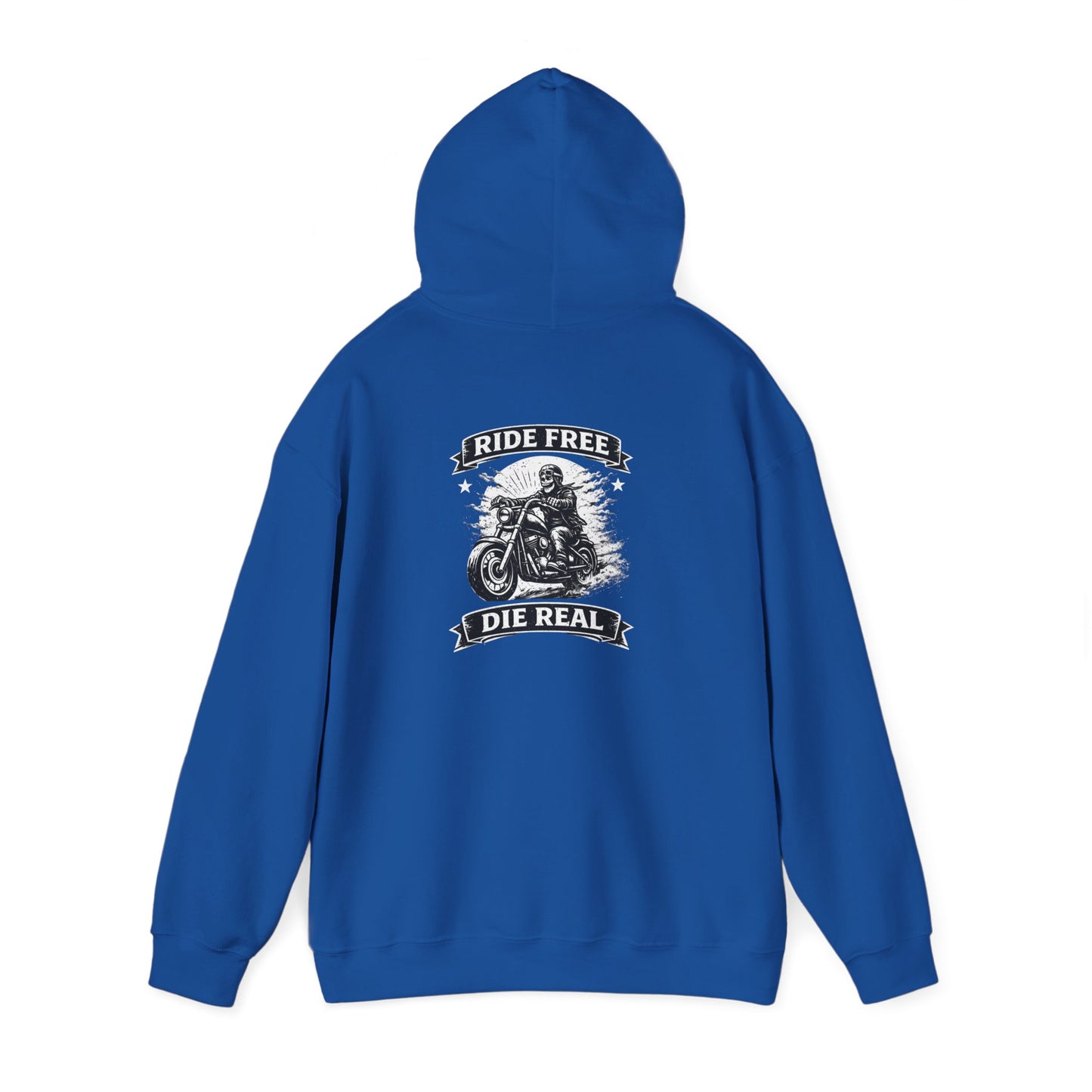 Motorcycle Rider Hoodie — "Ride Free, Die Real" Vintage Biker Graphic