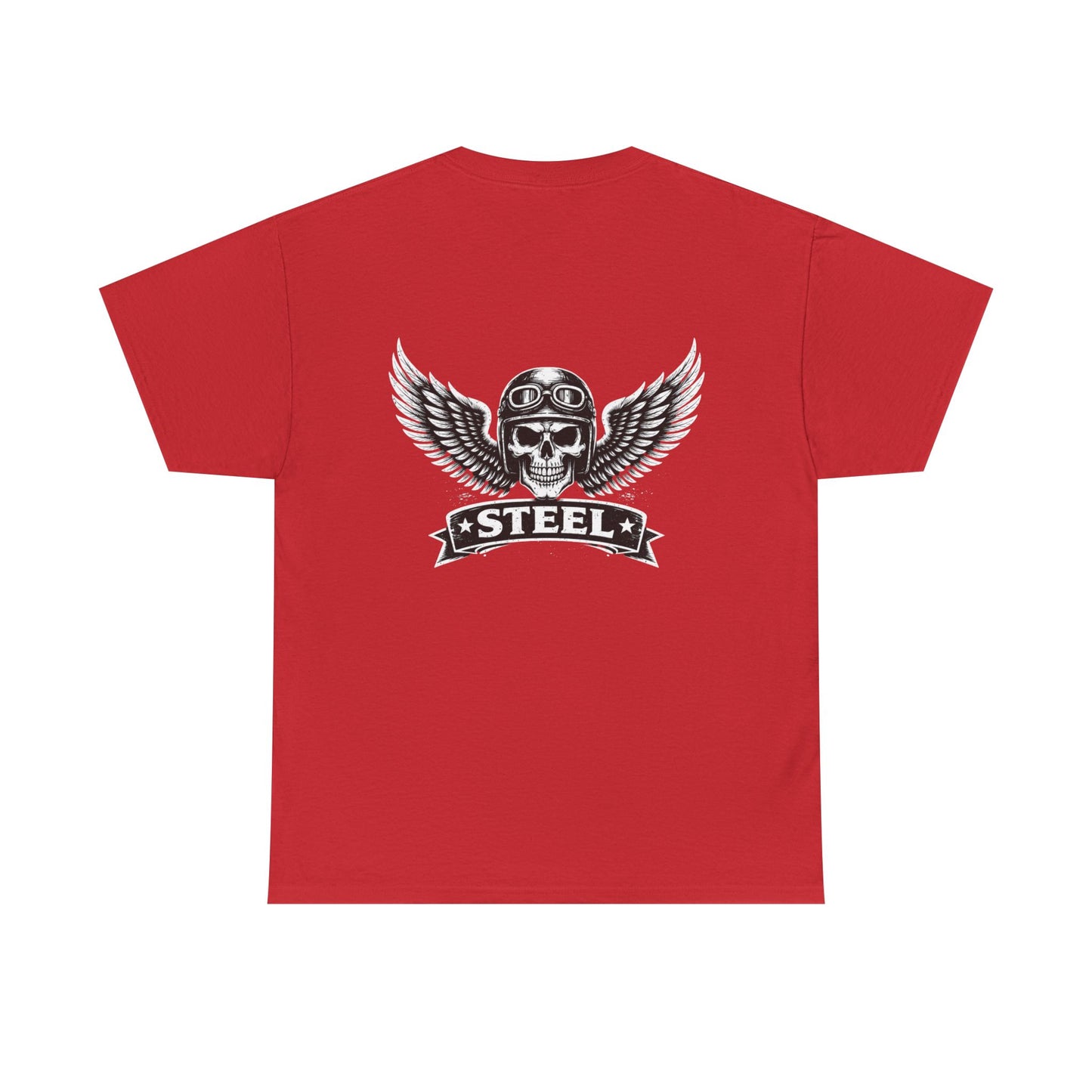 Steel Skull Wing Tee — Biker Skull Graphic T-Shirt