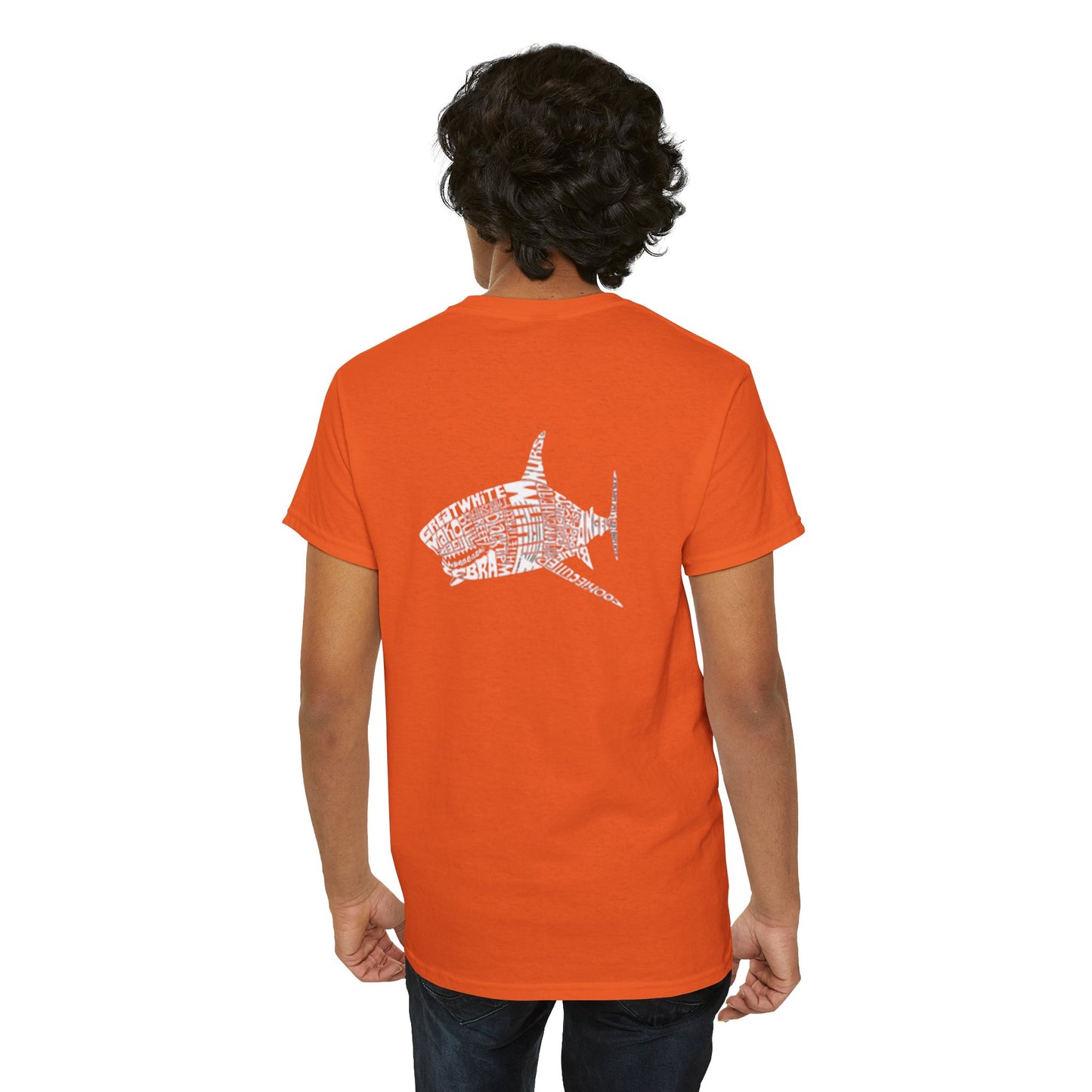 Shark Word Art Graphic Tee, Unisex Short Sleeve Cotton T-Shirt