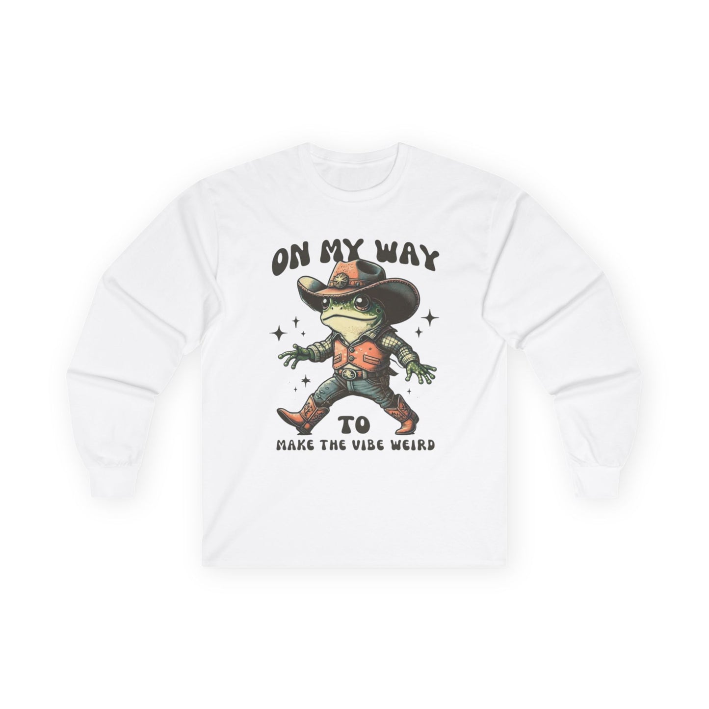 Playful Vibe Frog Tee | Unisex Heavy Cotton Long Sleeve T-Shirt