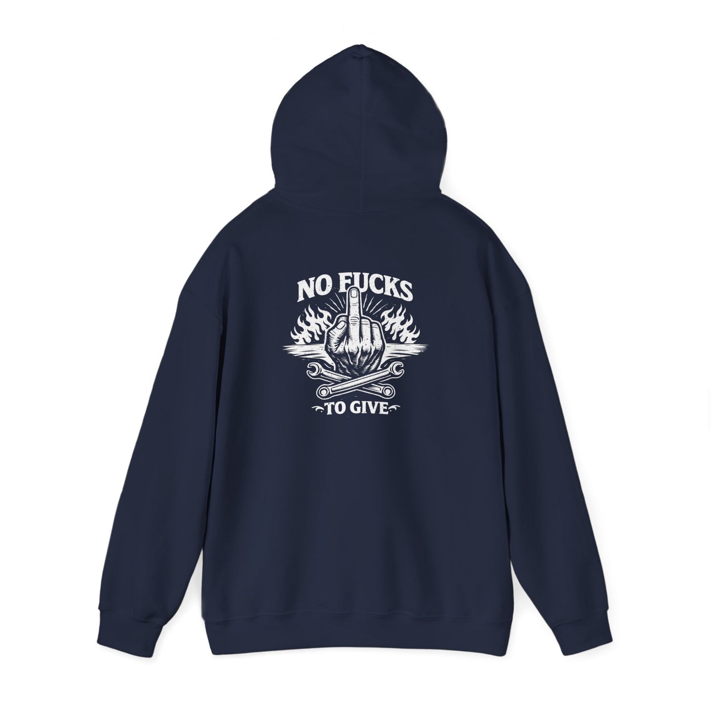 Hoodie - "No Fucks To Give" Graphic Hoodie with Flame & Middle Finger Design