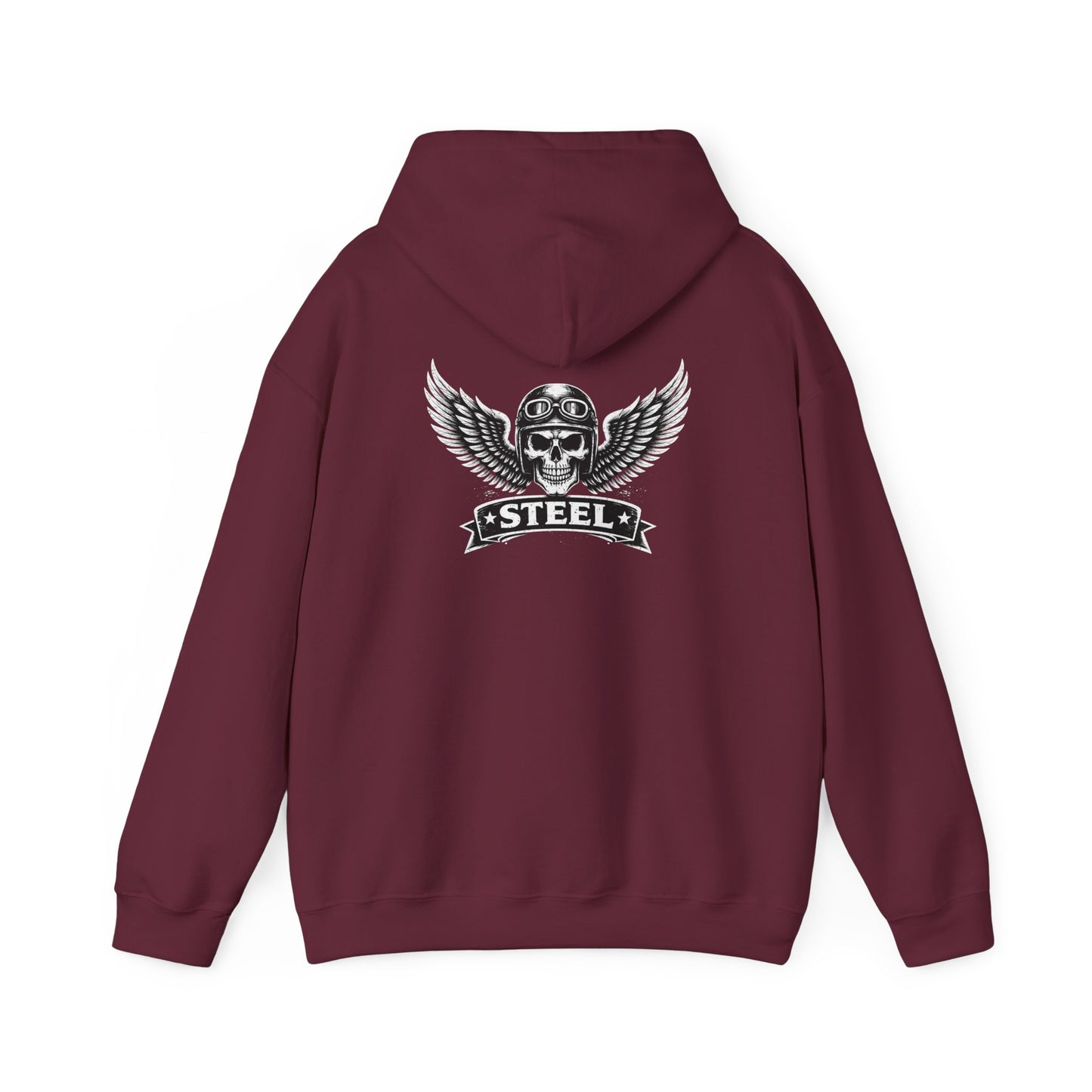 Skull & Wings Steel Hoodie — Retro Biker Pullover