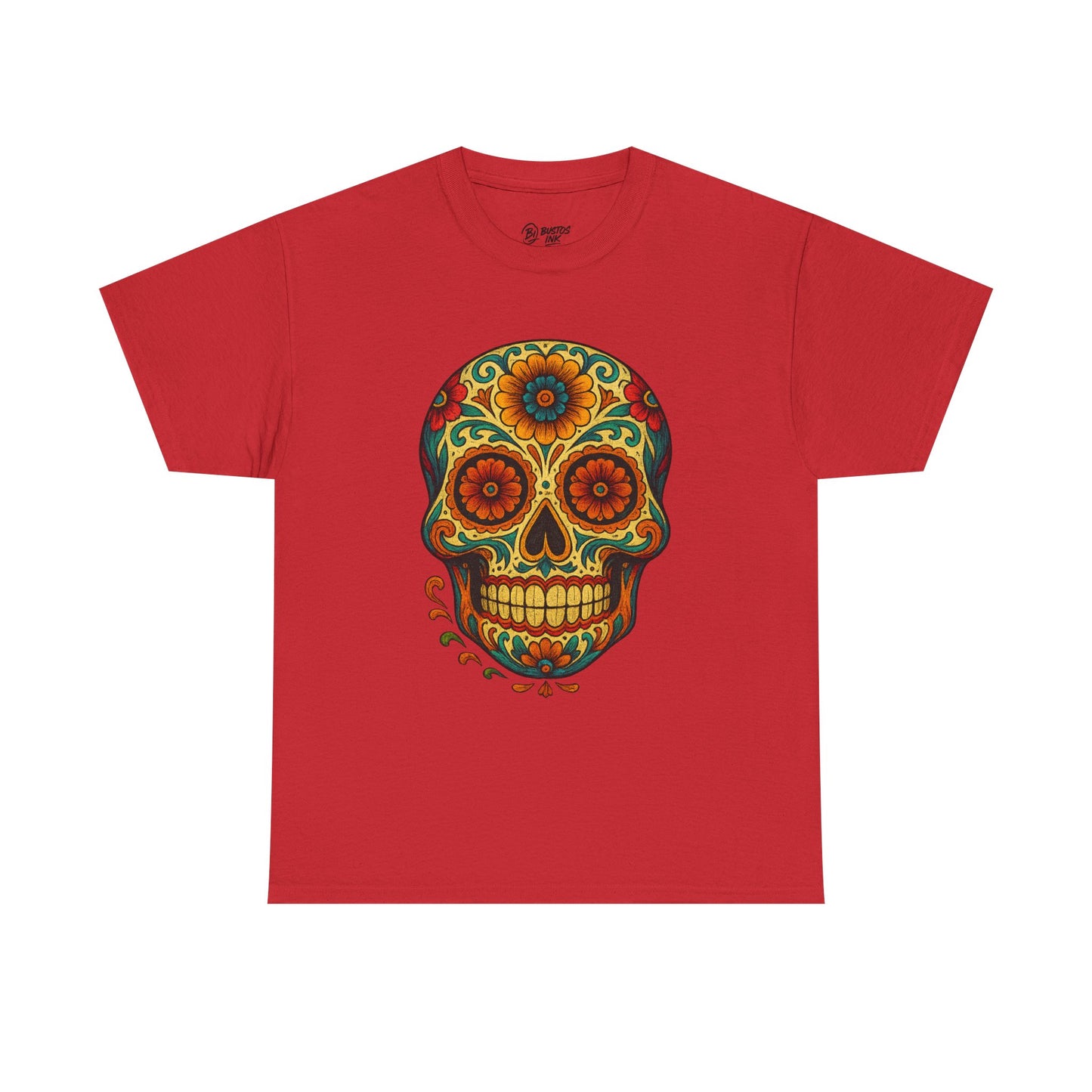 Day of the Dead Skull Tee, Unisex Cotton Shirt, Festival Fashion, Halloween Apparel, Vintage Style Tee, Bohemian Gift