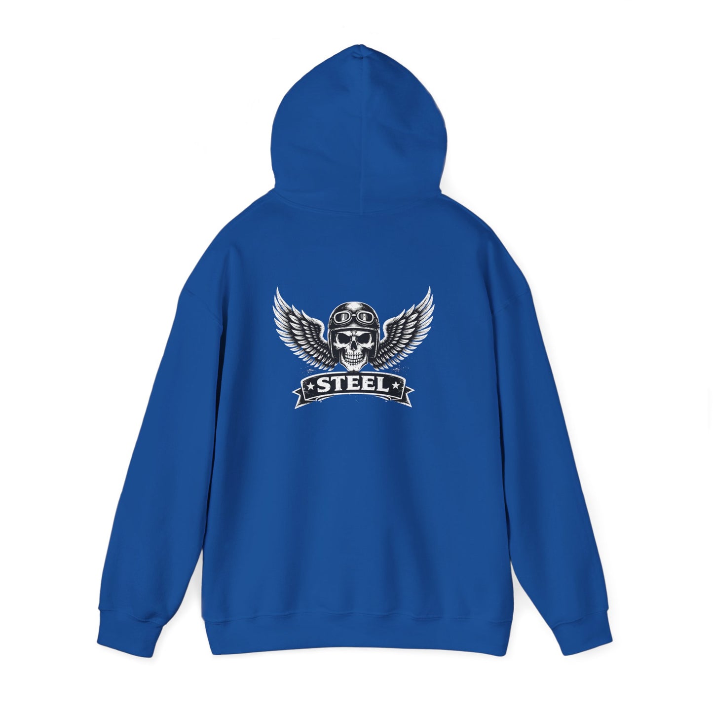 Skull & Wings Steel Hoodie — Retro Biker Pullover