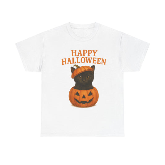 Halloween Cat Unisex Cotton Tee, Funny Halloween Shirt, Cute Cat T-Shirt, Spooky Season Wear, Gift for Cat Lovers