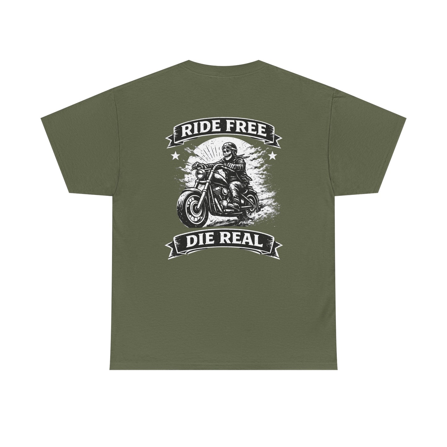 Ride Free Die Real Motorcycle Tee — Biker Vintage Skull Graphic T-Shirt