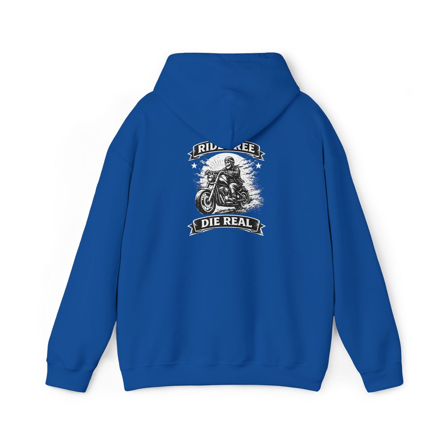 Motorcycle Rider Hoodie — "Ride Free, Die Real" Vintage Biker Graphic