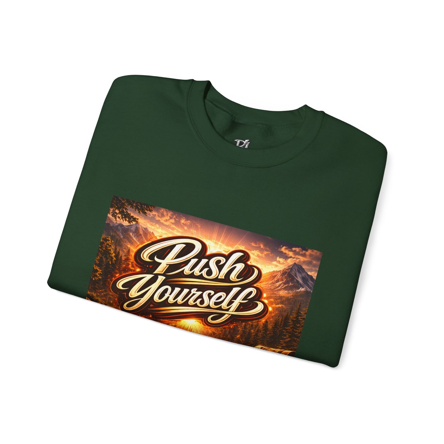 Crewneck Sweatshirt - "Push Yourself" Motivational Scenic Graphic