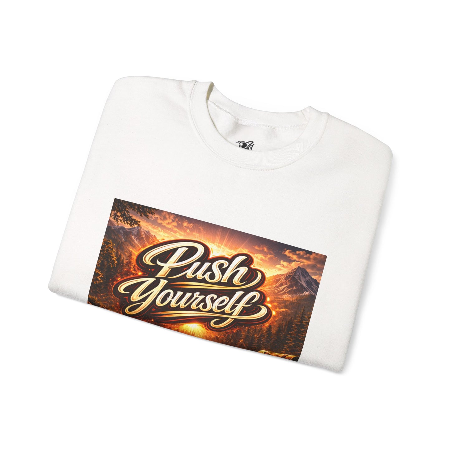 Crewneck Sweatshirt - "Push Yourself" Motivational Scenic Graphic