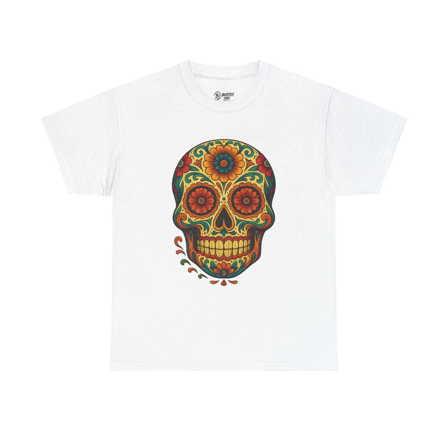 Day of the Dead Skull Tee, Unisex Cotton Shirt, Festival Fashion, Halloween Apparel, Vintage Style Tee, Bohemian Gift