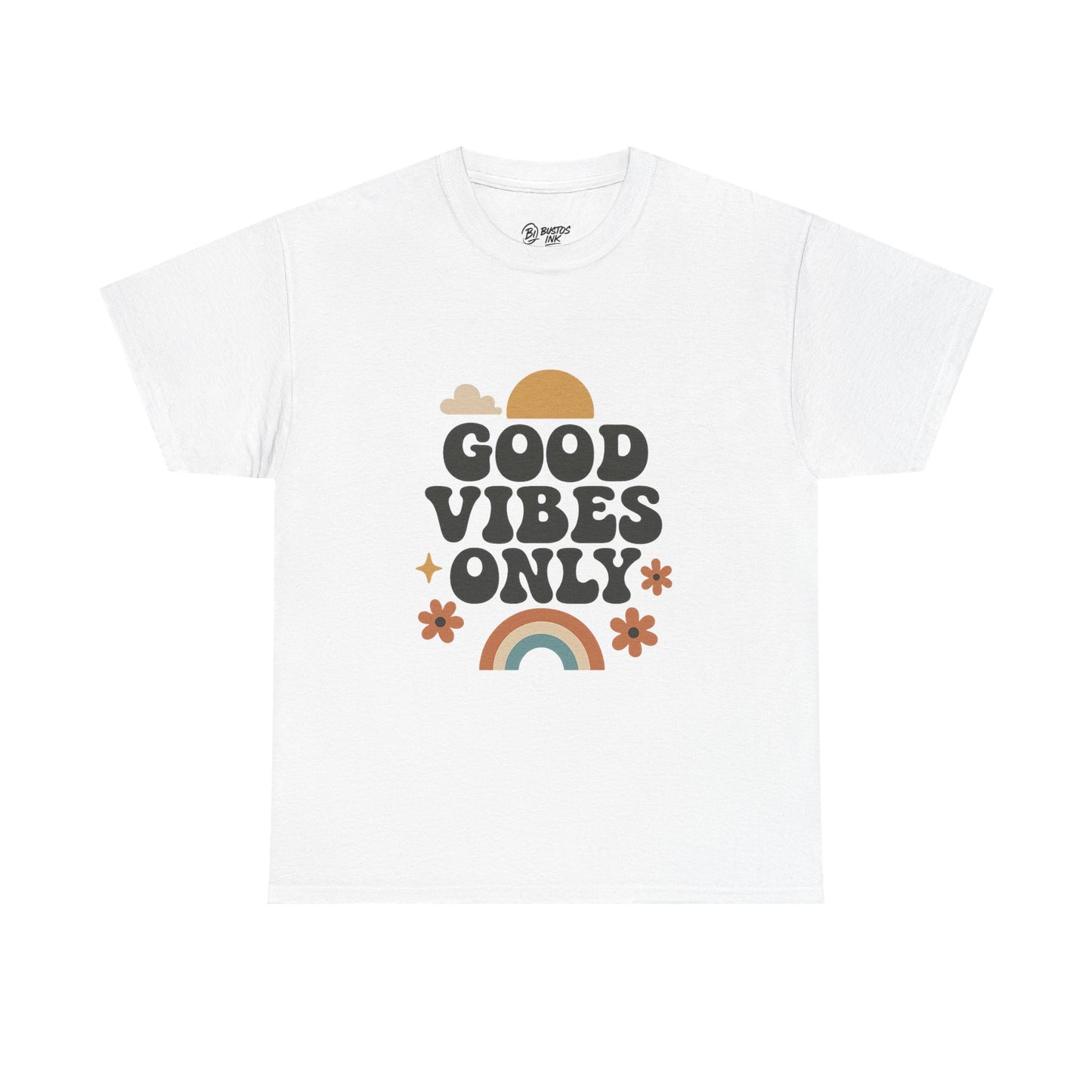 Good Vibes Only Unisex Heavy Cotton Tee, Positive Message Shirt, Casual Everyday Tee, Gift for Friends, Summer Wear