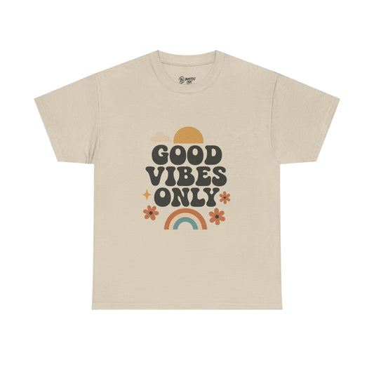 Good Vibes Only Unisex Heavy Cotton Tee, Positive Message Shirt, Casual Everyday Tee, Gift for Friends, Summer Wear