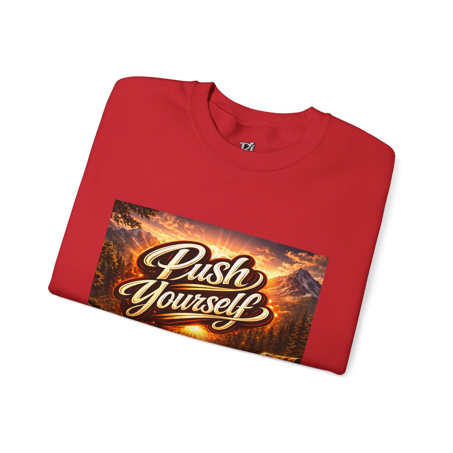 Crewneck Sweatshirt - "Push Yourself" Motivational Scenic Graphic